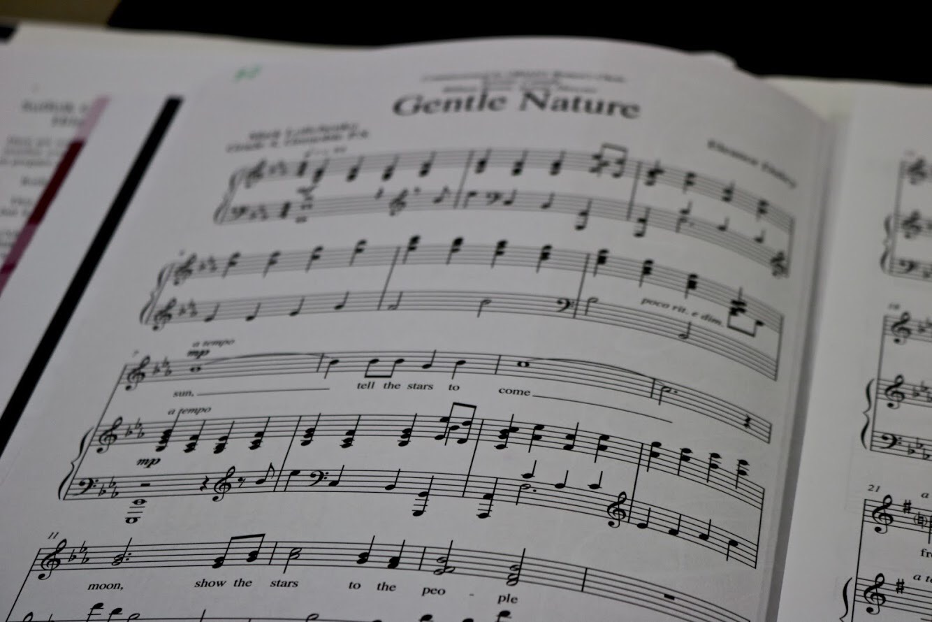 Sheet music of selected songs to be performed at competition.