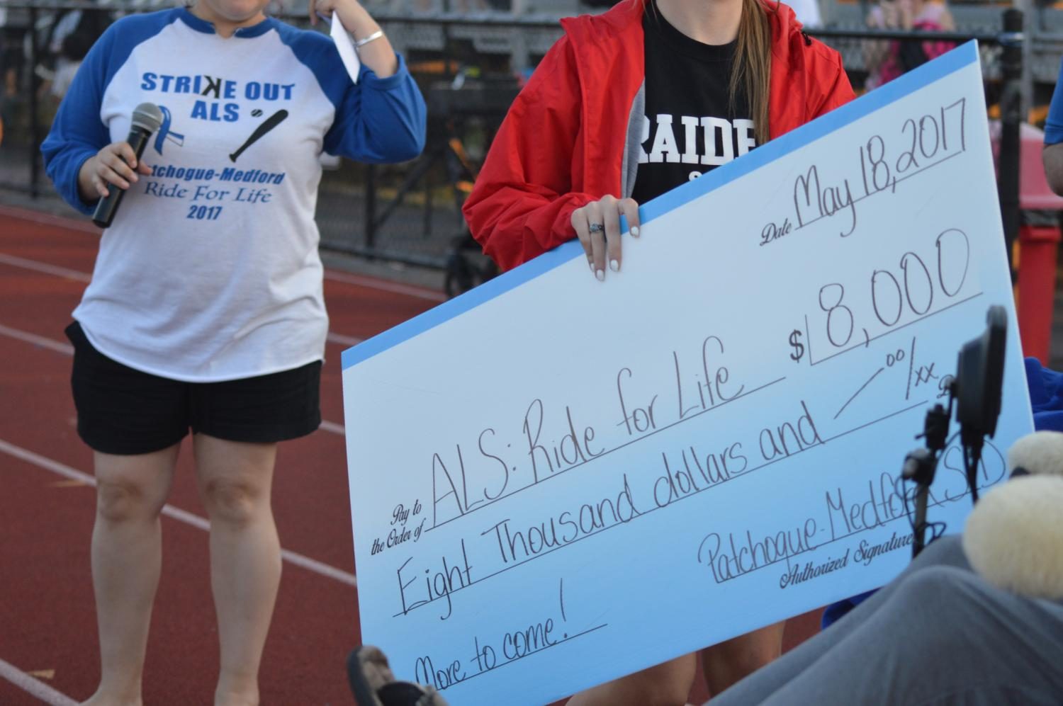 The Pat Med community raised $8,000 to support ALS research. It was announced last night that the money would go toward local testing of a new treatment recently discovered.