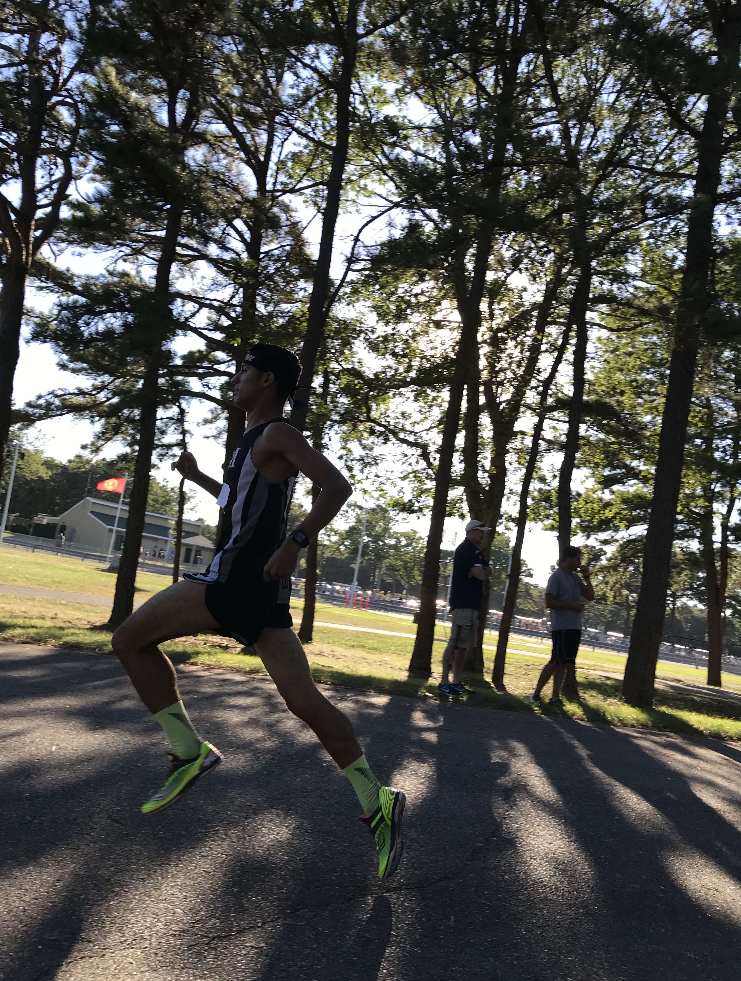Santos at the Firemans Field invitational in Ridge, NY; ran a 16:44 “5k” (3.2 miles).