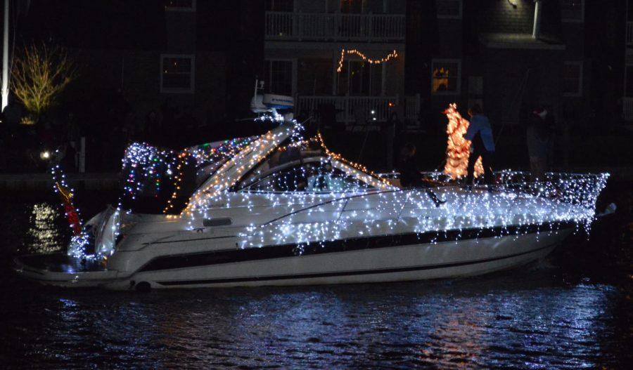 Boat decorated for the holidays
