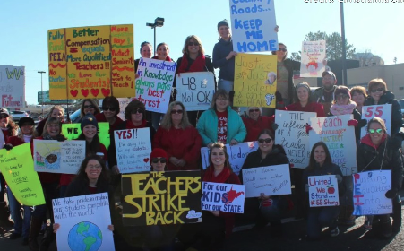 Teachers on strike in West Virginia.