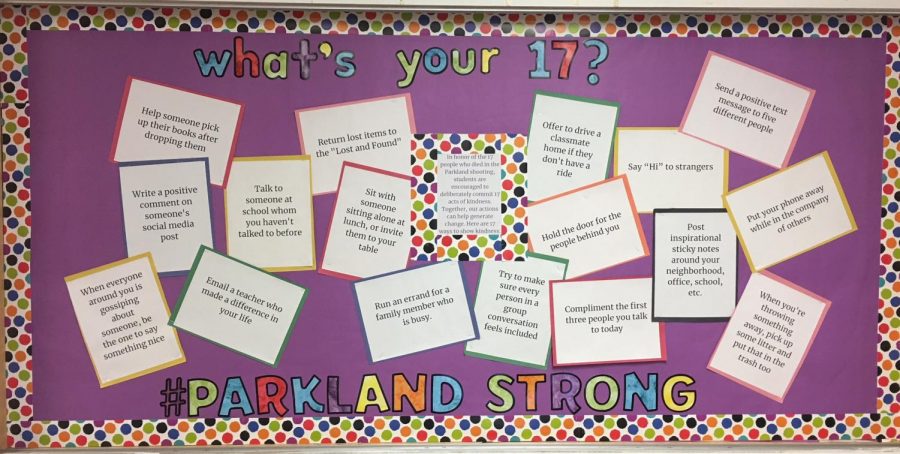 Whats you 17? Pat-Med student initiative to encourage fellow classmates to make 17 deliberate acts of kindness in honor of the 17 lives lost at Marjory Stoneman Douglas High School in Parkland, Fl. 