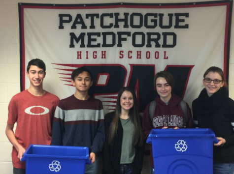 Students who are the drive behind the PMHS recycling program.