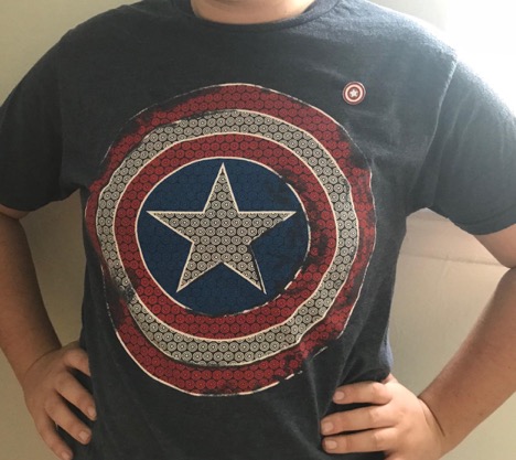 A Pat-Med Student wore a Captain America shirt and pin in honor of the much-loved character in the MCU on Friday.
