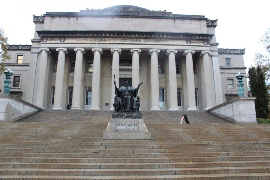 The Columbia University  library is probably the most famous landmark on campus. Its huge and features a statue of Alma Mater on its front steps welcoming generations of students to study there.