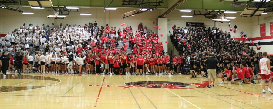 The West Gym risers were packed Thursday night for the annual battle of the classes, Raider Bowl. 