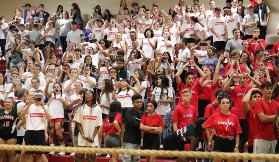Freshmen, Sophomores, & Juniors fill the stands and cheer on their classmates during the event. 