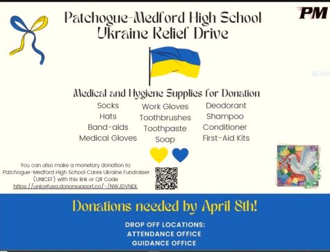 A Ukrain relief drive is being conducted at PMHS. This flyer provides all the information students and teachers need to contribute.