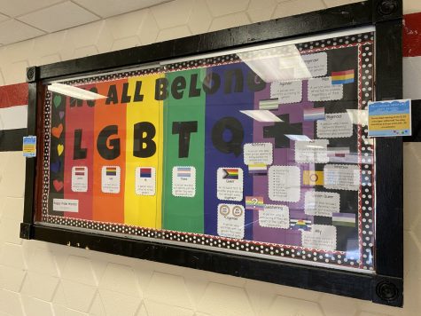 Downstiars bulletin outside of Guidance was recently decorated to celebrate Pride month at PMHS.