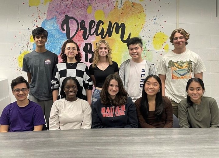 BACK ROW (left to right): Ohm Patel (#1) Valedictorian, Sarah Terletsky (#10), Ashley Shreck (#5), Harry Lian (#3) Class Essayist, Jake Havel (#9)
FRONT ROW (left to right): Luca Capuano (#2) Salutatorian, Temilade Olateru-Olagbegi (#8), Sarah Wetzel (#6), Olina Zheng (#7), Mahirah Morshed (#4)