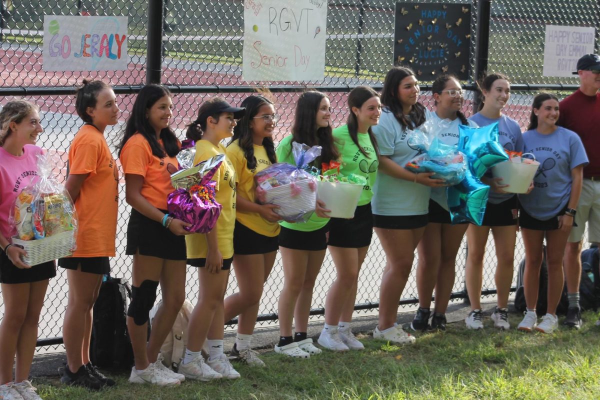 What's Senior Day without gifts? Underclassmen present their senior with a personalized gift baskets post-match before making their way to their long-awaited celebratory dinner.