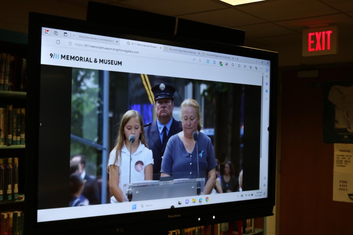 PMHS Library is live-streaming the 9/11 memorial on screens throughout the day.