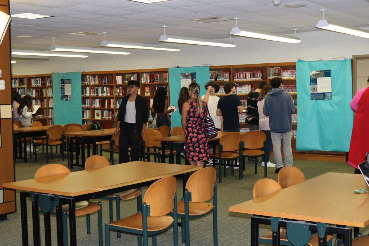 Many classes are bringing students to the library today to view the displays and learn more about the events and aftermath of 9/11.