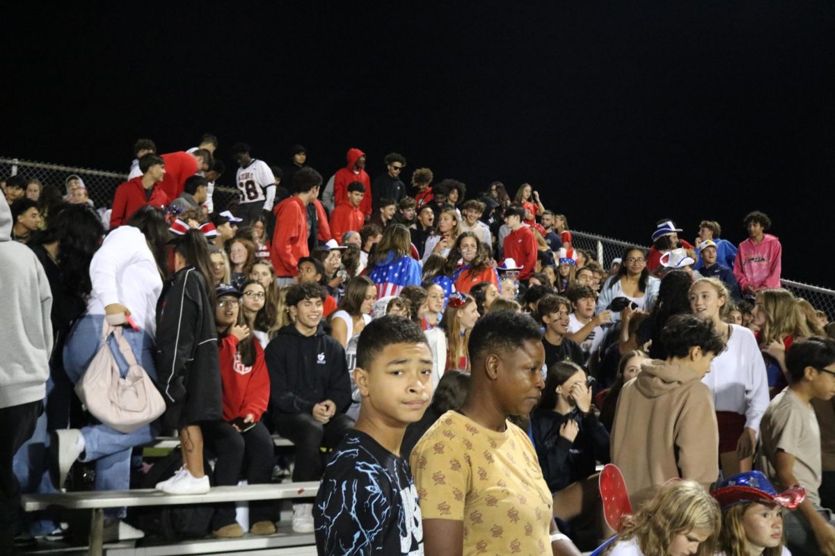 Students and members of the Patchogue-Medford community fill the stands of Raider Stadium for the annual Support the Troops game.