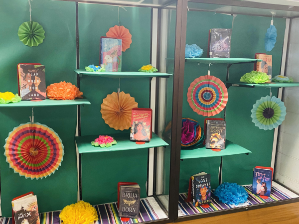 The library gets ready for Hispanic Heritage month by creating displays