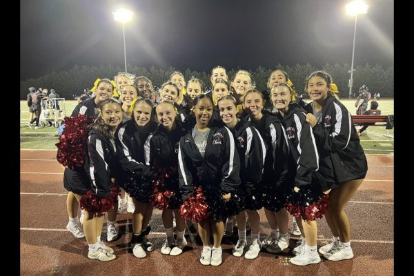 Pat-Med Varsity Cheerleading after a great performance at the Friday Night Lights, Support the Troops football game.
