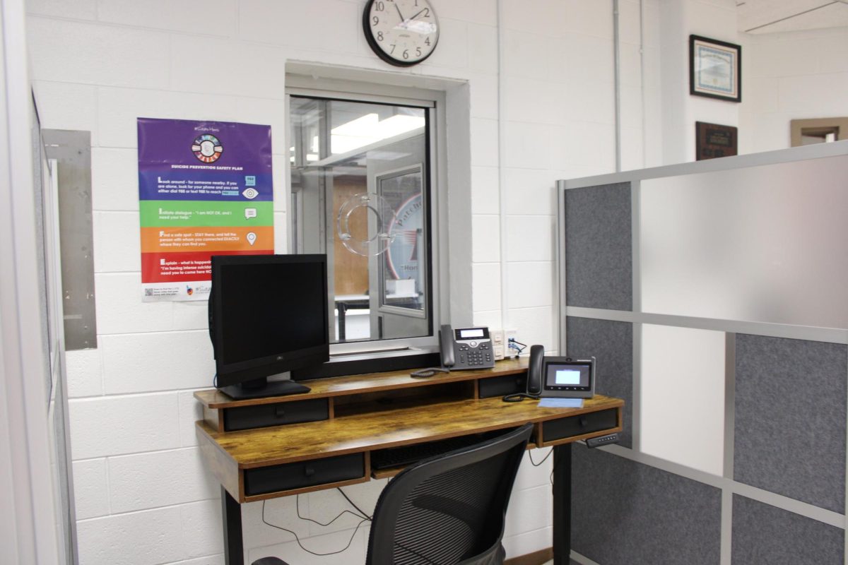 The new greeter's desk was installed over the summer and allow community members to enter the vestibule and sign into the building. This is an added security measure to our high school to support the safety and students and staff.