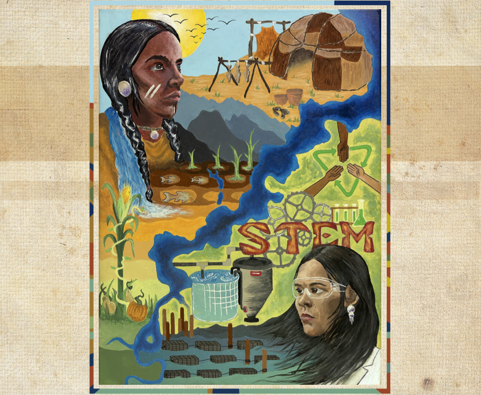 Patchogue-Medford High School junior Joseph Badamo won the USDA Natural Resources Conservation Service American Indian and Alaska Native Heritage Month poster contest for his artwork titled “Earth Mothers” 