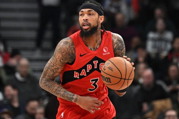 Feb 5, 2026; Toronto, Ontario, CAN; Toronto Raptors forward Brandon Ingram (3) dribbles against the Chicago Bulls in the first half at Scotiabank Arena. Mandatory Credit: Dan Hamilton-Imagn Images
